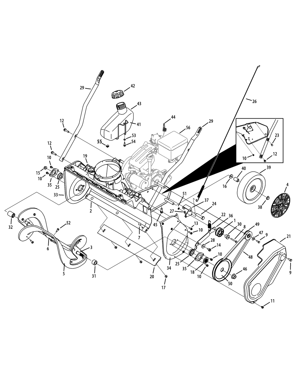 Drive System And Auger Assembly Diagram and Parts List for 1X221LHP (31AM2T6D709-31AM2T6D710-31AM2T6D713-31AM2T6D756)(2014) Cub Cadet Snow Blower
